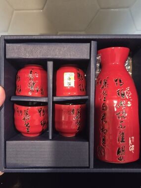Red Ceramic Sake Set